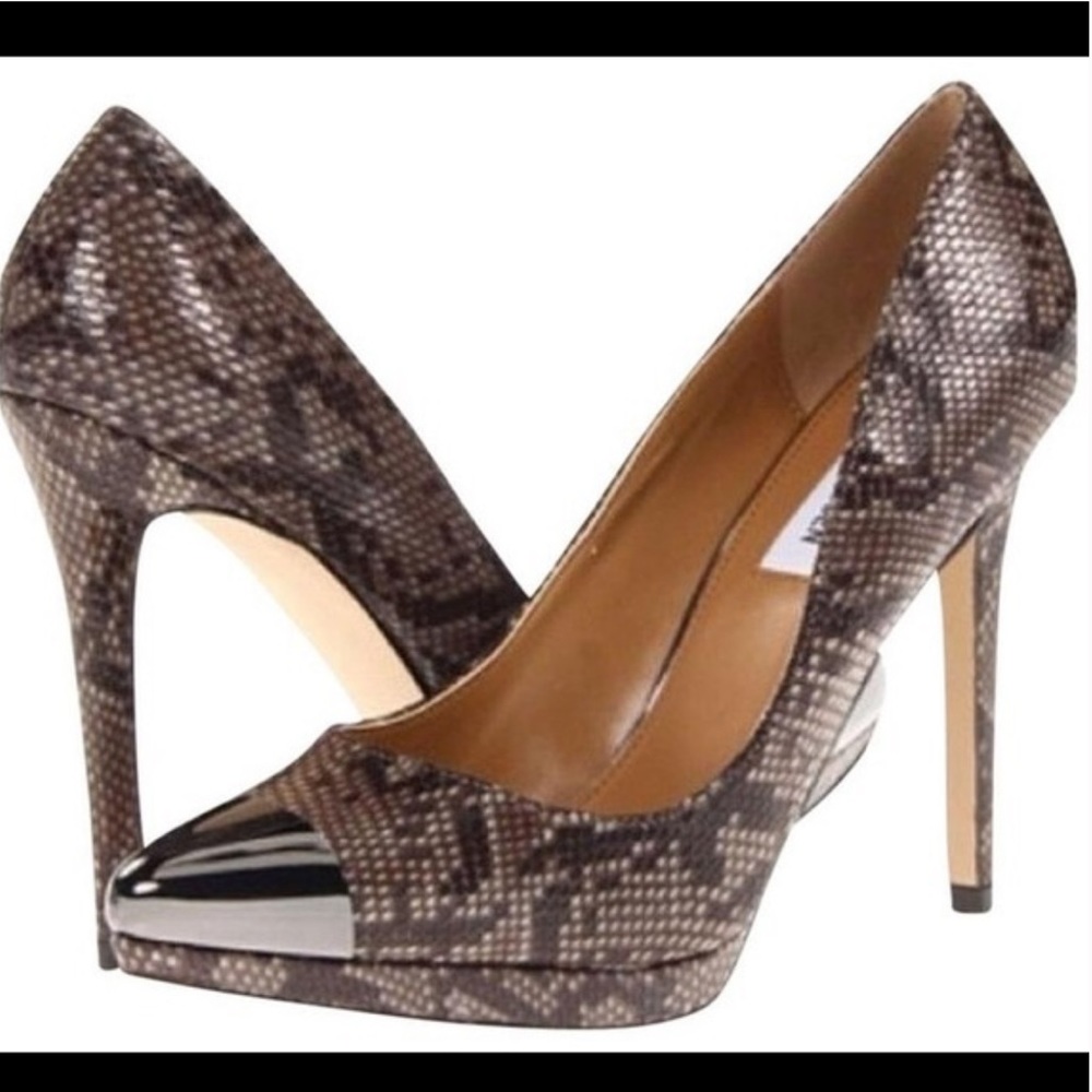 Steve Madden Snakeskin with Metal Cap Toe Pumps